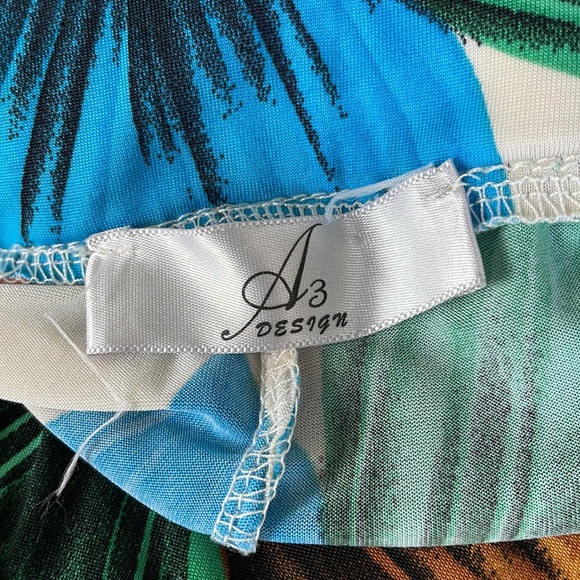 A3 Design cream tropical floral print split front high waist pants size small - Picture 9 of 10